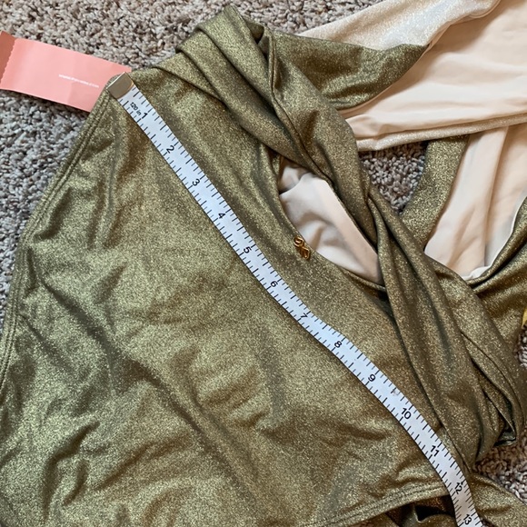 PQ Alex One Piece With Plunge Neck And Foldover Waist Detail in Haven Gold - Picture 10 of 13